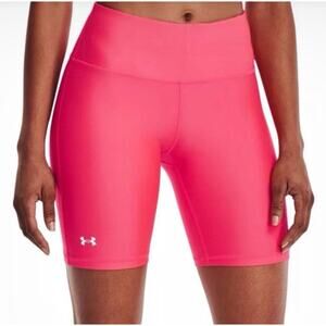 Under Armour Women's HeatGear Pink Compression Tech Bike Shorts Size Small 7.5”